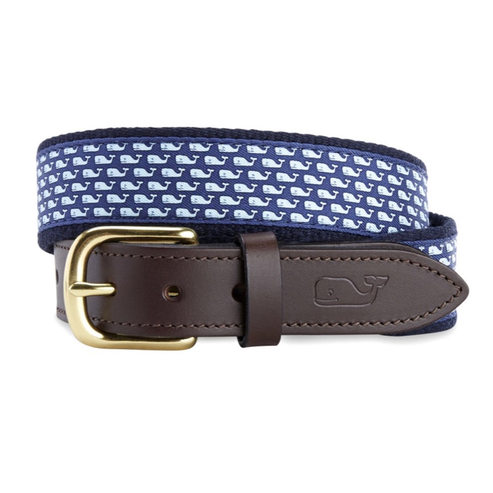 Navy and Dark Brown Belt - Gold Buckle